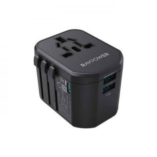 شاحن جداري 25 واط متعدد المداخل مع منفذين USB ومنف...