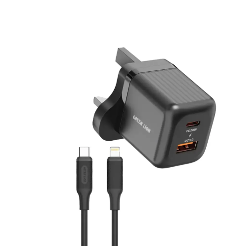 شاحن جرين ليون 20 واط (PD + USB) مع كابل لايتنينج