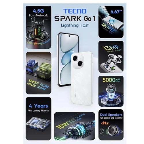 تكنو سبارك جو 1 ذاكرة 128 جيجابايت 4G الرام 8 (ضما...