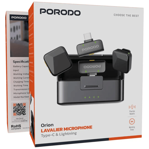 مايكروفون بورودو Orion لاسلكي بمنافذ Type-C و Ligh...