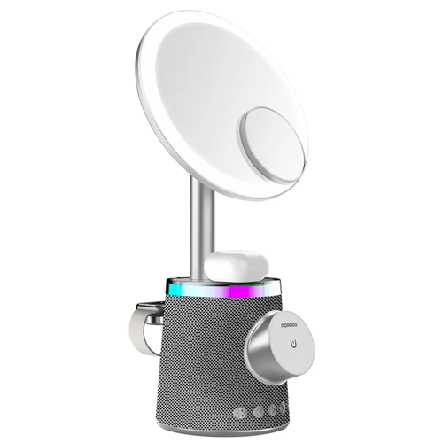 مرأة مكياج 3*1 اسبيكر - شاحن لاسلكي 15 واط من Poro...