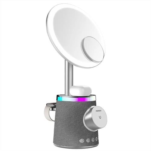 مرأة مكياج 3*1 اسبيكر - شاحن لاسلكي 15 واط من Poro...