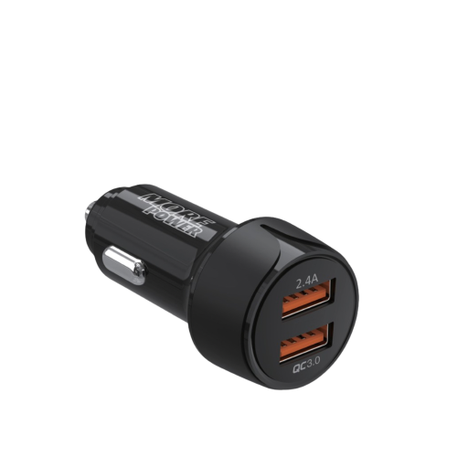 شاحن سياره24 واط مدخلين USB مور باور