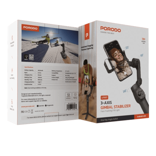 قاعدة تصوير 3-Axis Gimbal اسود من Porodo