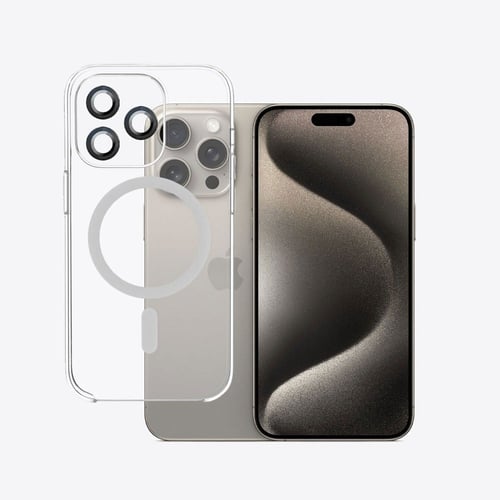 بكج كفر وعدسات شفاف ماج سيف ايفون 15 ArmorPro