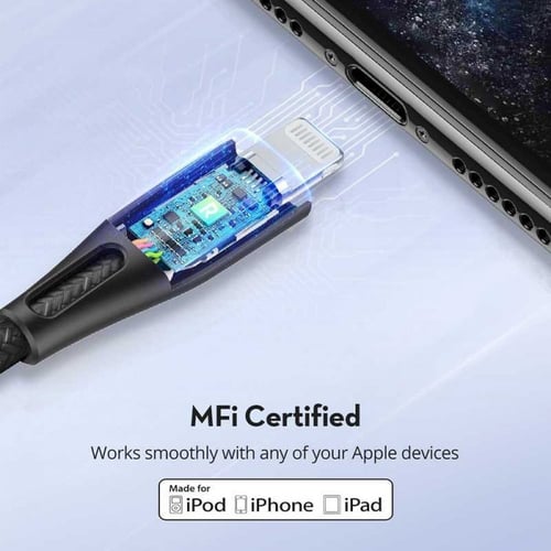 كيبل ايفون PD قماش طول مترين راف باور