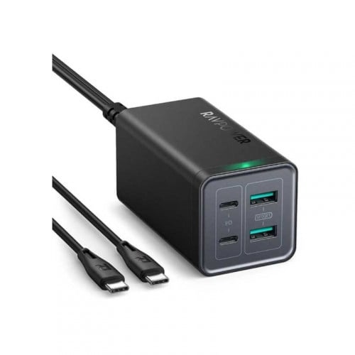 منصة شحن 4 مداخل 120 واط + كيبل تايب سي C راف باور