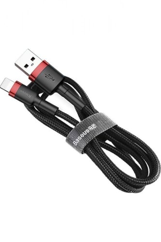 كيبل ايفون USB قماش اسود طول مترين بيسوس