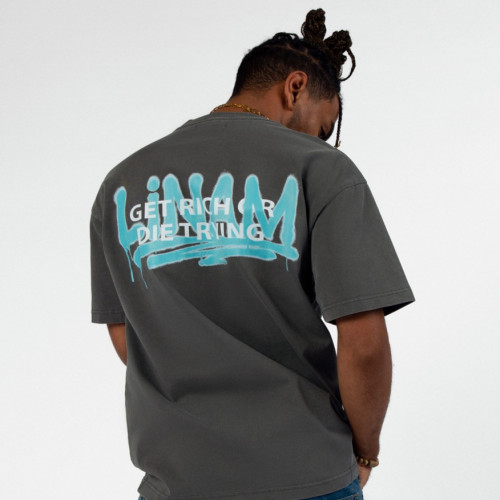 LINAM GET RICH OR DIE TRYING T-SHIRT IN DARK GREY...