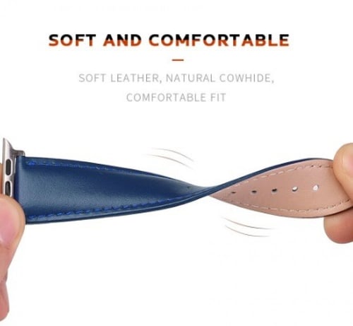 سوار جلد اسود ساعة ابل Black Leather Watch Strap