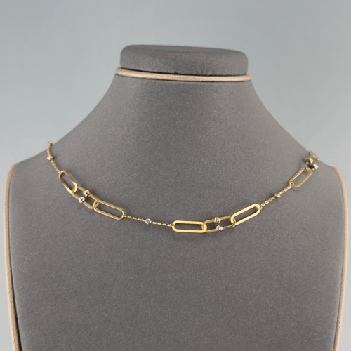 عقد ذهب بتصميم الجنزير مع كور الليزر الملونة عيار...