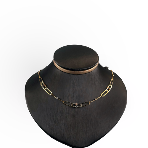 عقد ذهب بتصميم الجنزير مع كور الليزر الملونة عيار...