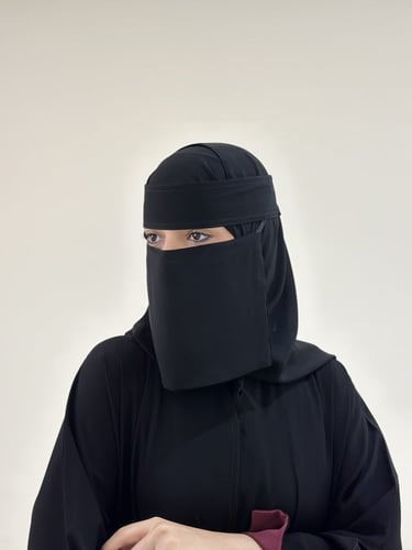 عرض طرحتين القبعة + نقاب (قصير) مطاط مائل