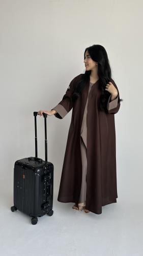 عبايه سفر بني وبيج