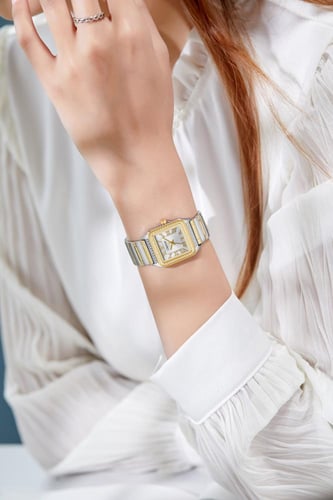 ساعة نسائية قليمير ستيل بلون فضي وذهبي