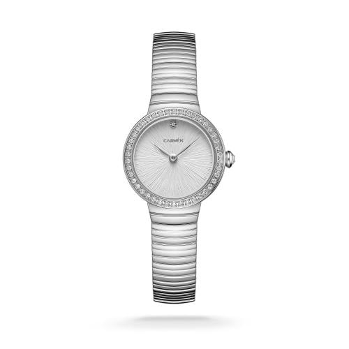 ساعة نسائية كارمن كلاين ستيل بلون فضي