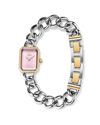 ساعة اماني من ستانلس ستيل بلون فضي و ذهبي GAS021F