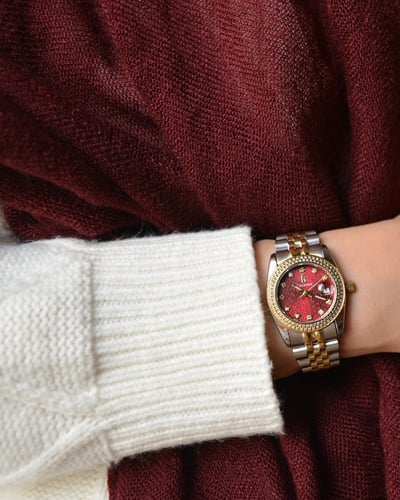 ساعة رغد من ستانلس ستيل بلون فضي و ذهبي GAS039F