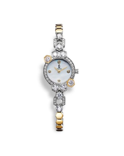 ساعة مها من ستانلس ستيل بلون فضي و ذهبي GBB031F