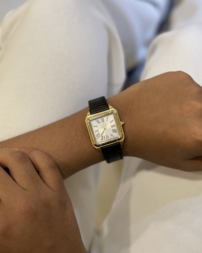 ساعة خليفة من الجلد الصناعي بلون اسود GAL036M