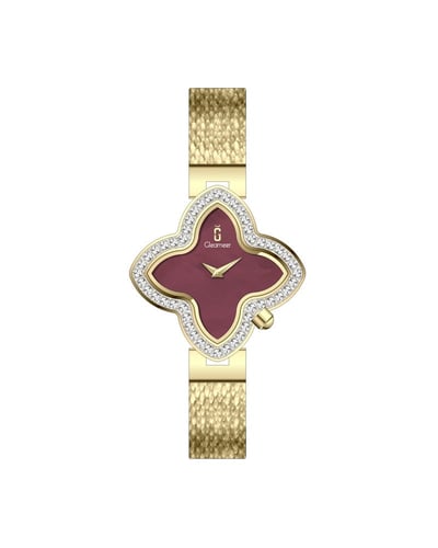 ساعة ابرار من ستانلس ستيل شبكي بلون ذهبي GAM046F