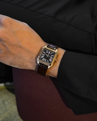 ساعة خليفة من الجلد الصناعي بلون كوفي GAL036M