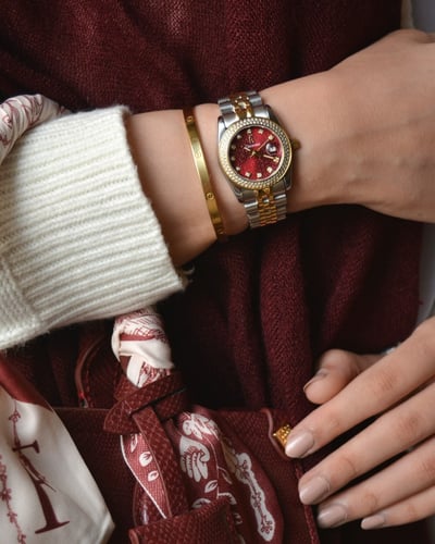 ساعة رغد من ستانلس ستيل بلون فضي و ذهبي GAS039F