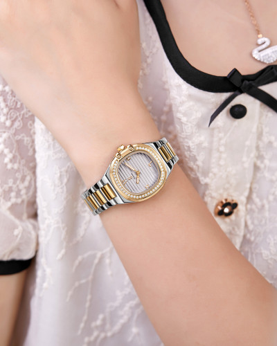 ساعة نوال من ستانلس ستيل بلون فضي و ذهبي GAS006F