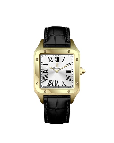 ساعة خليفة من الجلد الصناعي بلون اسود GAL036M