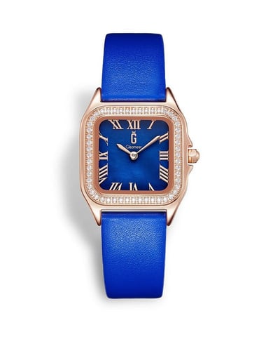 ساعة فرح من الجلد الصناعي بلون ازرق GAL005F