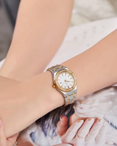 ساعة وجدان من ستانلس ستيل بلون فضي و ذهبي GAS015F