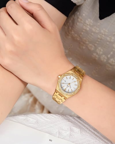 ساعة وجدان من ستانلس ستيل بلون ذهبي GAS015F