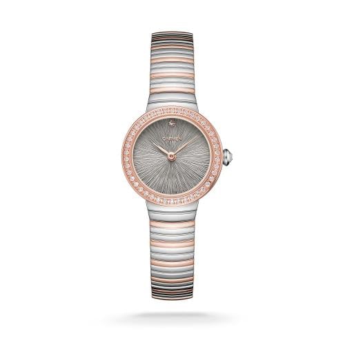 ساعة نسائية كارمن كلاين ستيل بلون فضي وروز قولد