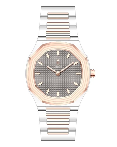 ساعة ريان من ستانلس ستيل بلون فضي و نحاسي GAS045M