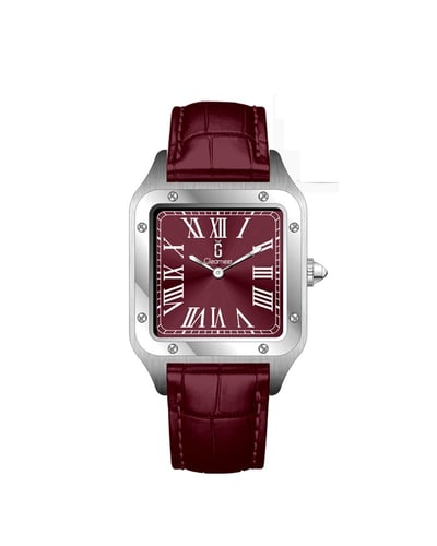 ساعة خليفة من الجلد الصناعي بلون احمر GAL036M