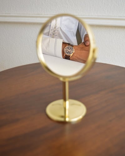 ساعة حمد من الجلد الصناعي بلون كوفي GAL043M