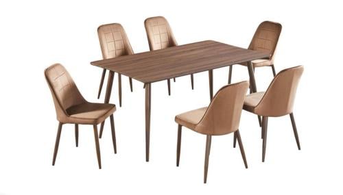 طاولة طعام 6كرسي سطح خشب