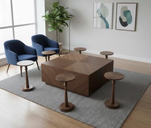 طقم طاولات قشره الجوز 7قطع