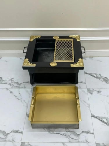 منقل حديد مع صحن ذهبي 50*50