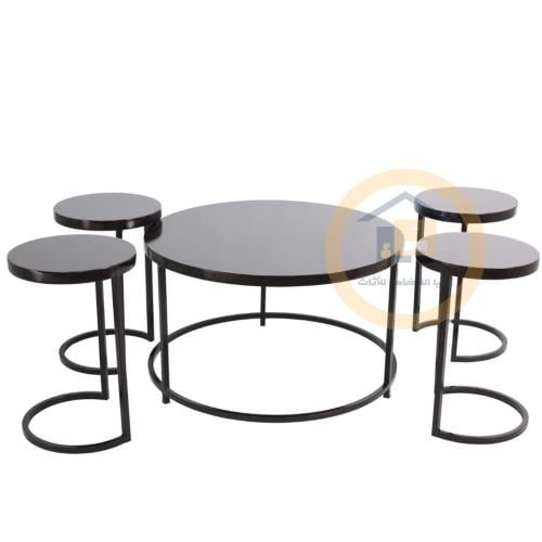 طقم طاولة ضيافة مع 4 طاولات خدمة لون اسود