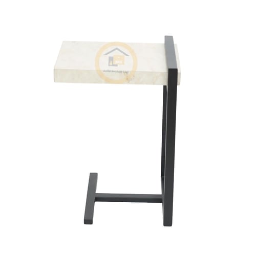 طاولة خدمة بديل رخام لون بيج قاعدة معدن لون اسود م...