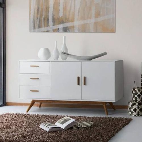 بوفية 140×40×90 سم - أبيض وبني