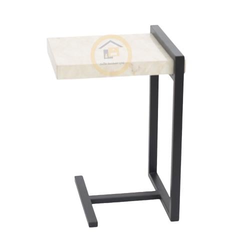 طاولة خدمة بديل رخام لون بيج قاعدة معدن لون اسود م...