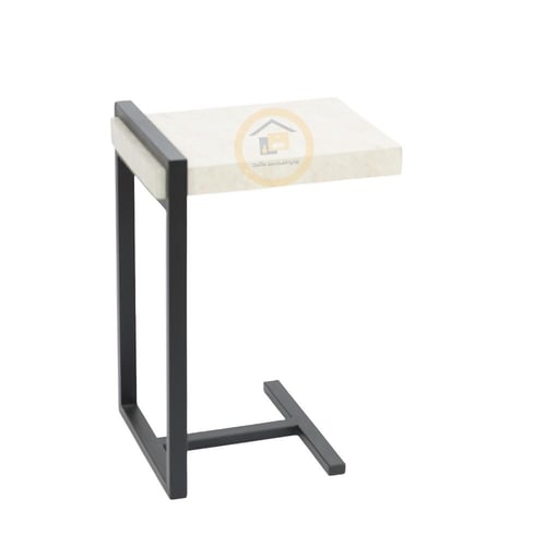 طاولة خدمة بديل رخام لون بيج قاعدة معدن لون اسود م...