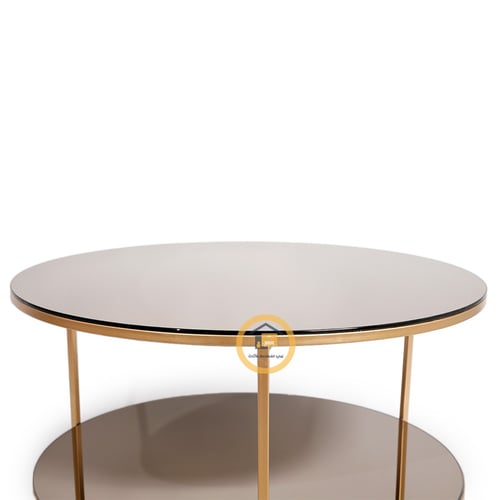 طاولة تقديم دائري دورين زجاج بني مراية