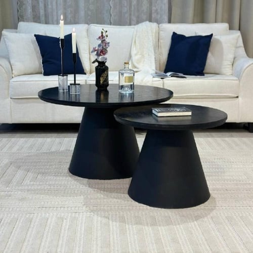 طقم طاولة ضيافة مودرن 6قطعة فخمة سطح خشب سنديان