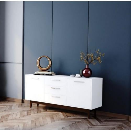 بوفيه - خشب - أبيض وبني - 160×40×90 سم