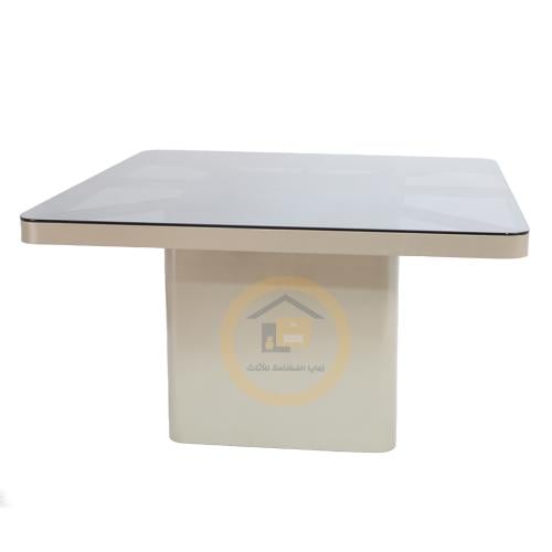 طاولة قهوة مفردة قاعدة معدن لون شمباني سطح زجاج اس...