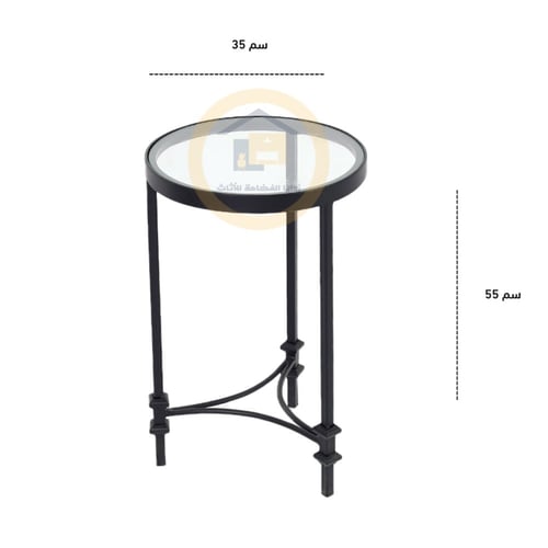 طقم طاولات زجاج شفاف عموداسود