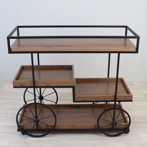 عربية تقديم شكل سيكل سطح خشب بني 4 دور